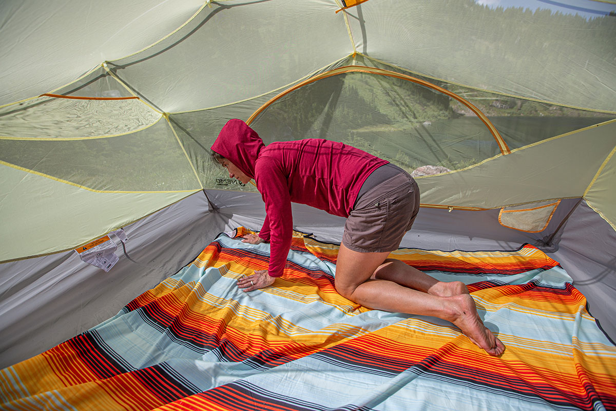 Nemo Aurora 3P tent (laying out Nemo Pawprint)